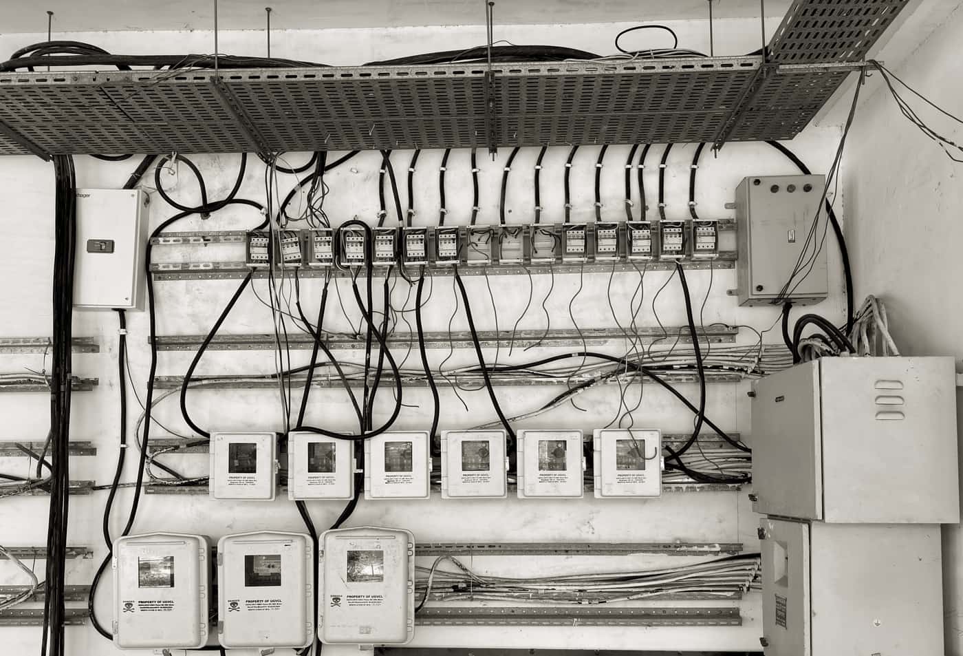 Electrical panel and wiring in a utility space